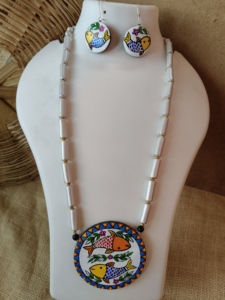Handmade Indian Terracotta Jewelry <b>Set</b> Ethnic <b>Clay</b> Necklace Earrings for Women Traditional Indian Terracotta Necklace <b>Set</b> - Product Image 5