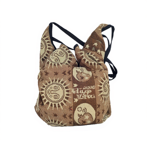 Cotton <b>Drawstring</b> <b>Backpack</b> Hobo Style Bag - Product Image 2