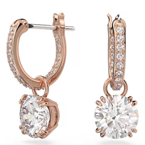 Pendientes de Aro Chapados en Oro Rosa con Circonita Redonda, Joyería de Lujo para Uso Diario de Mujer - Product Image 1