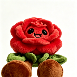Peluche de rosa roja, lindo peluche de rosa sonriente, peluche de flor kawaii, peluche de rosa antropomórfico, regalo de San Valentín - Product Image 6