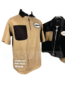 T-shirt d'été décontracté pour homme, uni, brodé, à manches courtes, en maille, boutonnage simple - Product Image 3