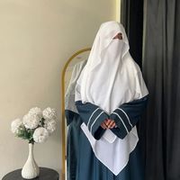 Longue Écharpe Hijab Niqab Modeste Unie à Col Montant et Manches Amples en Polyester Respirant, Coupe Ample, Toutes Saisons, Couverture de Prière
