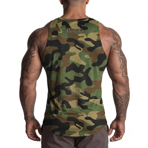 Custom Men Gym Camouflage Tank Top Breathable Workout Muscle Fit <b>Stringer</b> Sleeveless Fitness Sports <b>Vest</b> Cotton Camo Tank Tops - Product Image 2