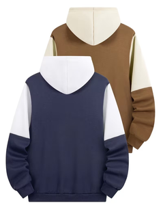 Color Block Hooded Fleece Breathable Sweatshirt for Children Casual Winter Wear Knitted Regular Sleeve Style Unlined - Product Image 2
