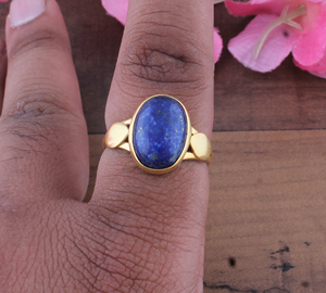 Wholesale 925 Sterling Silver Gold Plated Oval Amethyst Gemstone <b>Ring</b> Natural Blue Stone Solitaire Women's Party Handmade - Product Image 2