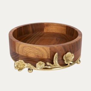 Ensaladera decorativa de madera esmaltada con estampado floral elegante y lujoso de madera y frutero para el hogar, el hotel y el restaurante usados - Product Image 6
