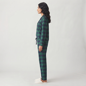 Ensemble de pyjama à carreaux pour femmes, manches longues, boutonné, pantalon à cordon de serrage, décontracté, 100% coton, vêtements de nuit d'hiver, coupe régulière - Product Image 3