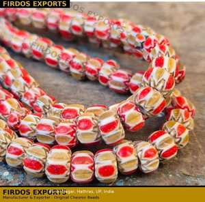 Wholesale Glass Chevron <b>Beads</b> 5 Colors <b>Red</b> Blue Yellow White Striped Kalinga African Bulk - Product Image 3