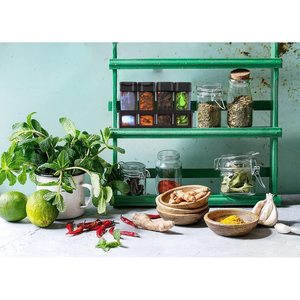 Estante para especias con 4 tarros y tapas, organizador de condimentos para cocina de 17x6,5x11 cm, artículos para el hogar, organizador para cocina, jardín y hogar - Product Image 6