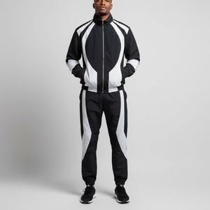 Chándal con Capucha para Hombre, Diseño Color Block en Blanco y Negro, Manga Larga, Cierre con Cordón, Estilo Deportivo, Transpirable, de Poliéster, para Invierno - Product Image 3