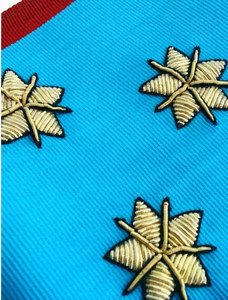 Badge en tissu de dentelle brodé main avec motif Master Sash AASR Prestige-Temple Square Compass Forget-me-not, en fils dorés, à coudre avec épingle de sûreté - Product Image 5
