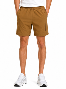 Pantalones Cortos Cargo Color Camel para Hombre, Ligeros, de Verano, Cintura Elástica, Casuales, para Exteriores, con Bolsillos con Cremallera, Deportivos - Product Image 1