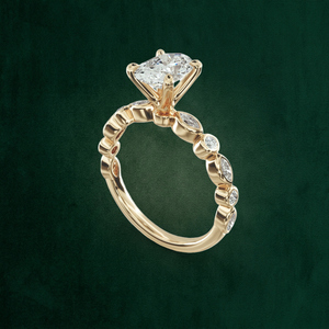 Bague ovale en or massif 18 carats à double halo avec diamant taille coussin, cadeau d'anniversaire, prix usine B2B - Product Image 5
