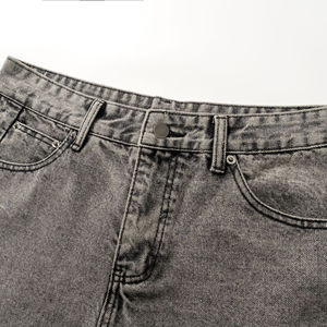 Jeans baggy droits personnalisés pour hommes, style streetwear, en denim de coton délavé foncé, effet usé, vintage et tendance - Product Image 6