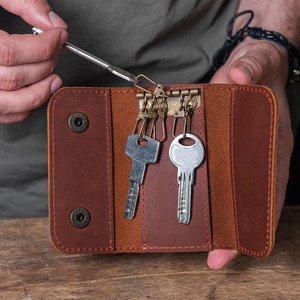 Luxury leather key holder case crafted for business meetings and travel convenience leather key holder <b>wallet</b> <b>smart</b> key <b>wallets</b> - Product Image 4