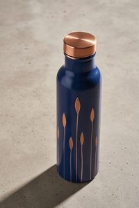 Botella de Agua de Cobre Esmaltada Artesanal con Diseño Botánico de Lujo, Estilo Ayurvédico, Ecológica, para Bebidas - Product Image 4