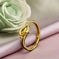Cincin Emas Bunga Tunggal yang Anggun |   Desain Swirl Mewah untuk Anak Perempuan |   Perhiasan Ringan 1.880 Gram