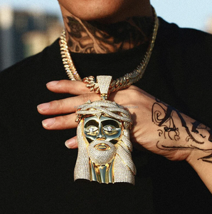 Colgante de moissanita Vvs1, colgante de cara de Jesús, colgante de diamante helado de Plata de Ley 925 Hip Hop - Product Image 2