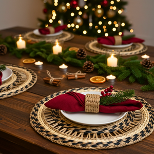 <b>Round</b> Seagrass Placemat Set – Handwoven Bohemian Table Decor <b>Mats</b> Wholesale - Product Image 4