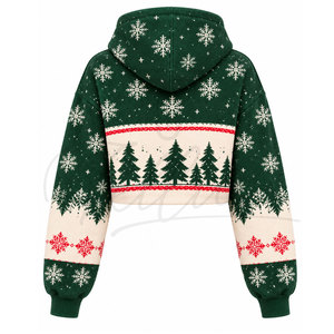Hochwertige Maßgefertigte Design-Weihnachts-Damen-Winter-Hoodie Crop-Top-Hoodies OEM-Service Großhandelspreis Hoodie - Product Image 3
