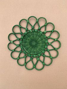 Rustic Rattan Coaster Table <b>Mat</b> - Beautiful Flower Design Rattan <b>Plate</b> For Hotel - Product Image 6