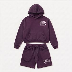 Hot Selling Winter <b>Men's</b> 2-Piece <b>Hoodie</b> <b>and</b> <b>Shorts</b> <b>Set</b> Long Sleeve 100% Cotton Fleece Streetwear - Product Image 1