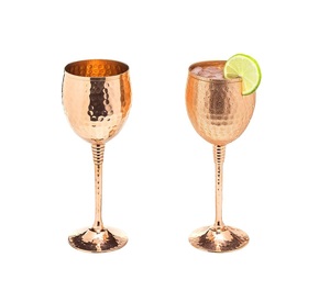 Verre à eau artisanal en cuivre de qualité supérieure, finition rustique, pour la santé ayurvédique, marque privée - Product Image 3