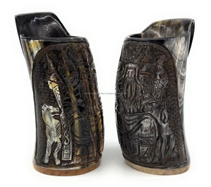 แก้วมักทรงเขาควายสไตล์อเมริกันแก้วช็อตคุณภาพสูงแก้วชอยไวน์หัตถกรรมเบียร์ไวกิ้งแก้วสั้นขัดเงา - Product Image 2