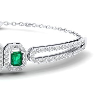 REYES New Design 14K Solid Gold Moissanite and Emerald <b>Gemstone</b> <b>Bracelets</b> Luxury Wedding Gift Jewelry at Wholesale Prices - Product Image 2