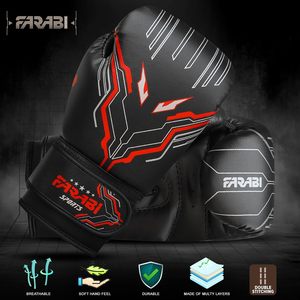 Gants de boxe MMA Farabi en cuir PU 6oz, respirants, pour entraînement et sparring, design personnalisé, sangles auto-agrippantes, poignées antidérapantes, protection UV - Product Image 4