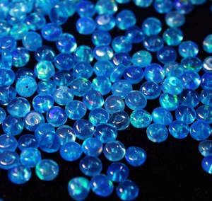 Perles d'opale naturelles éthiopiennes de qualité AAA, couleur Paraiba, fumées et traitées, forme ronde, 3-5 mm, lisses, percées au centre - Product Image 4