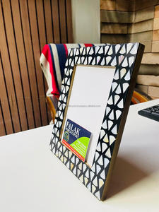 Mother of Pearl & Black Inlay Eco-Friendly Handmade Custom Size Embossing <b>Printed</b> Photo <b>Frame</b> Table Top Floral Design - Product Image 3