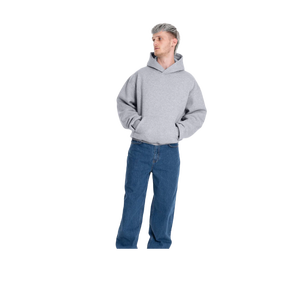 Oversized Hooded Sweatshirt Solid Color Cotton Fleece Casual <b>Pullover</b> Autumn Style Pocket Design Unisex Fit - Product Image 4