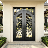 Portes d'entrée en fer forgé XIYATECH avec verre feuilleté trempé, système de verrouillage antivol multi-points, ouvertures d'accès premium pour villas