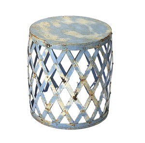 Mesa auxiliar galvanizada de metal, mesa de granja de diseño moderno, de hierro galvanizado Austin mesa auxiliar, soldadura manual, forma redonda - Product Image 3