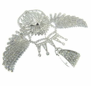 Collier Pendentif Ailes d'Aigle Serties de Diamants, Plaqué Rhodium, Breloque Oiseau Doré, Bijou Couronne Diamantée pour Cadeau - Product Image 4