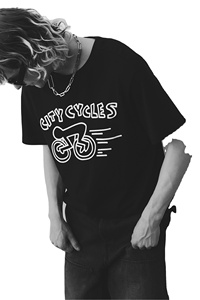 Coupe régulière et confortable 100% coton col rond demi-manches côtelé ligne de cou goutte épaule Motif imprimé T-shirt pour hommes - Product Image 5