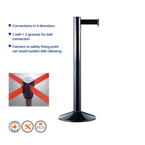 สายพาน RS-01BK สีดำยืดหดได้ยาว2เมตรการจัดการฝูงชนสำหรับควบคุมการจราจร - Product Image 3