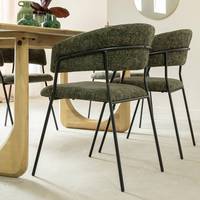 Chaise ronde en tissu vert Vandana Lyra Ultra (lot de 2)