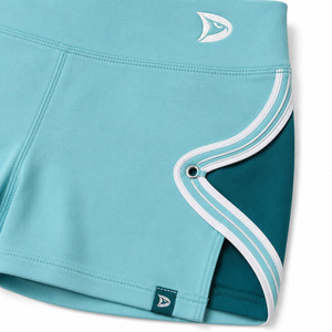 Shorts Deportivos Casuales de Cintura Baja para Mujer, Transpirables, con Cordón Ajustable, Color Verde Azulado Sólido, de Secado Rápido, Tejido de Punto, Spandex, Algodón, Cintura Elástica - Product Image 6