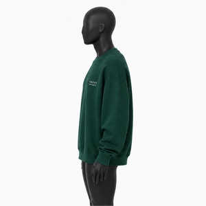 เสื้อสเวตเชิ้ตคอกลมสีเขียวทรงโอเวอร์ไซส์ แขนเสื้อแบบดรอปโชว์เดอร์ ผ้าฟลีซคอตตอน สำหรับผู้ชาย พิมพ์โลโก้ได้ตามต้องการ สไตล์สตรีทแวร์ - Product Image 2