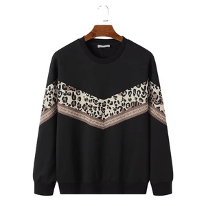 Sweat-shirt à col rond pour homme, manches longues, coupe ample, décontracté, tricoté, 100% coton respirant, noir, vêtements d'hiver - Product Image 1