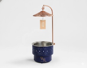 Classic Laser Cutwork Metal Stand With Lid Holder Copper Brazier And Perforated Design For Heating Food <b>Buffet</b> Wedding and Hotel - Product Image 2