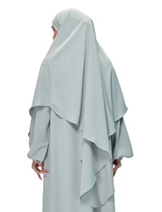 <b>Loose</b> Fit Soft High Neck Women Modest Floor Length Abaya Hooded Khimar Lightweight Chiffon Solid Color Middle East Prayer Wear - Product Image 1