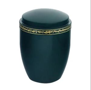 Urne funéraire noire décorative pour cendres, récipient commémoratif pour la maison, le jardin ou le bureau - India Home Crafts - Product Image 1