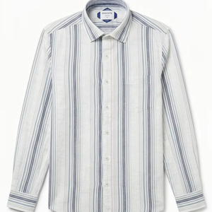 Camisas Casuales de Verano para Hombre Enovate, Diseño Poppy a Rayas, Lino/Algodón, Doble Botonadura, Transpirables, ODM - Product Image 1