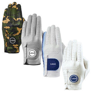 Wholesale Cabretta Leather Anti <b>Slip</b> White Golf Gloves Customized Logo Soft Material <b>Full</b> Fitting Golf Gloves for Women and Men - Product Image 1