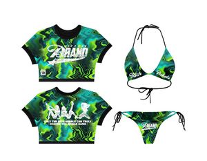 Sexy Custom Logo Neon Green Marble Print <b>Bikini</b> <b>Set</b> Wholesale Sublimation Halter <b>Triangle</b> 2 Piece Swimsuit Brazilian Beachwear - Product Image 6