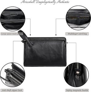 Fazmax Corporation Black Leather Clutch <b>Zip</b> Around <b>Wallet</b> with Dual Zippers and Silver Pull Tab Model A37 - Product Image 5