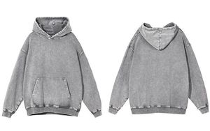 Sweat-shirt à capuche surdimensionné pour homme, gris uni, coton, French Terry, décontracté, pour l'automne - Product Image 1